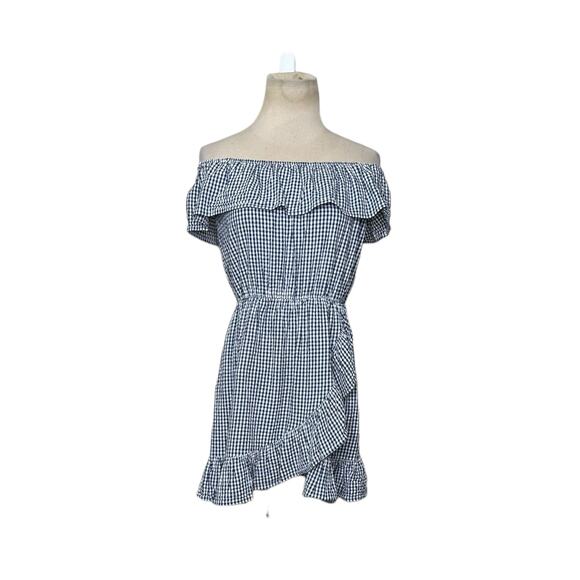 Lovers + Friends Blue Gingham Ruffled Mini Dress size Small - Picture 6 of 15